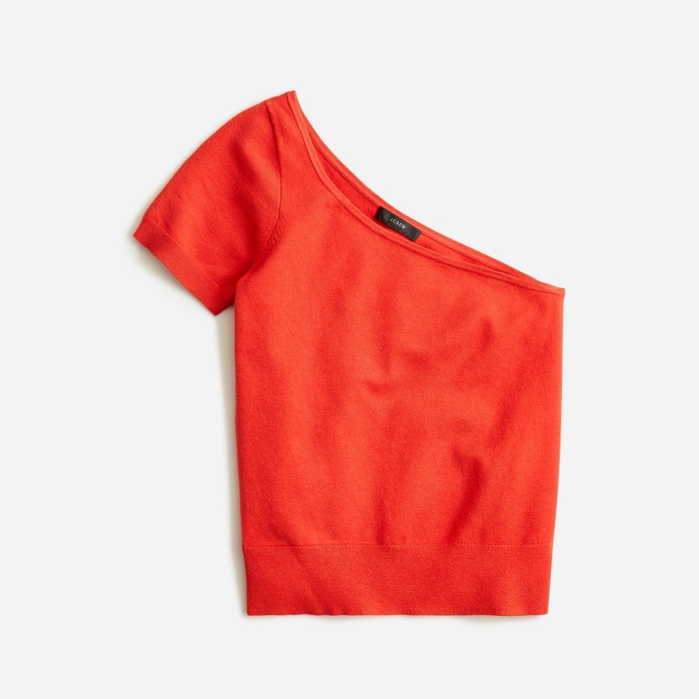 J. Crew Scarlet Red/Orange One Shoulder Stretch Sweater